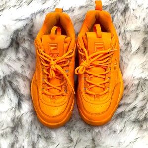 NEON orange FILA dad sneakers